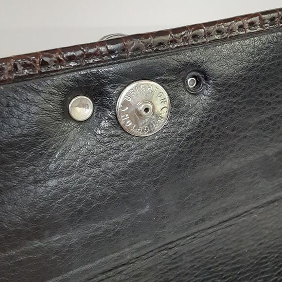 Brighton Gwynevere Wallet Clutch Black Croco Embossed Leather Bifold Travel - Picture 7 of 9